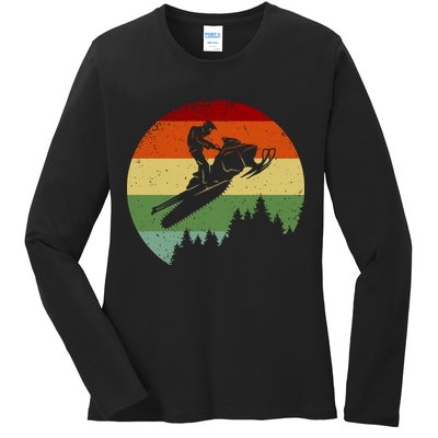 Snowmobile Retro Ladies Long Sleeve Shirt