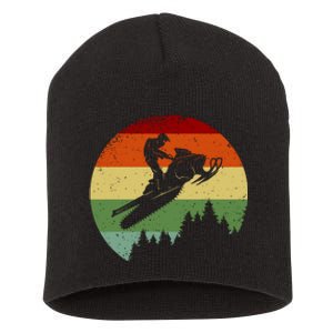 Snowmobile Retro Short Acrylic Beanie