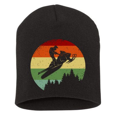 Snowmobile Retro Short Acrylic Beanie