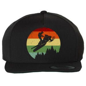 Snowmobile Retro Wool Snapback Cap