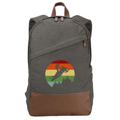 Snowmobile Retro Cotton Canvas Backpack