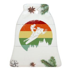 Snowmobile Retro Ceramic Bell Ornament