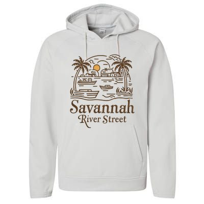 Savannah River Street Georgia Souvenir Performance Fleece Hoodie