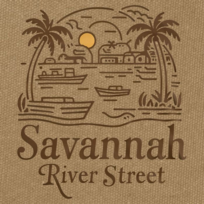 Savannah River Street Georgia Souvenir Cotton Canvas Backpack