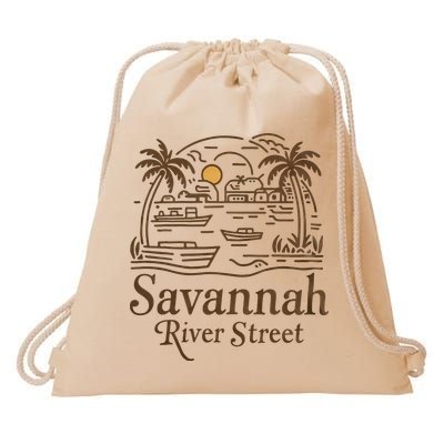 Savannah River Street Georgia Souvenir Drawstring Bag