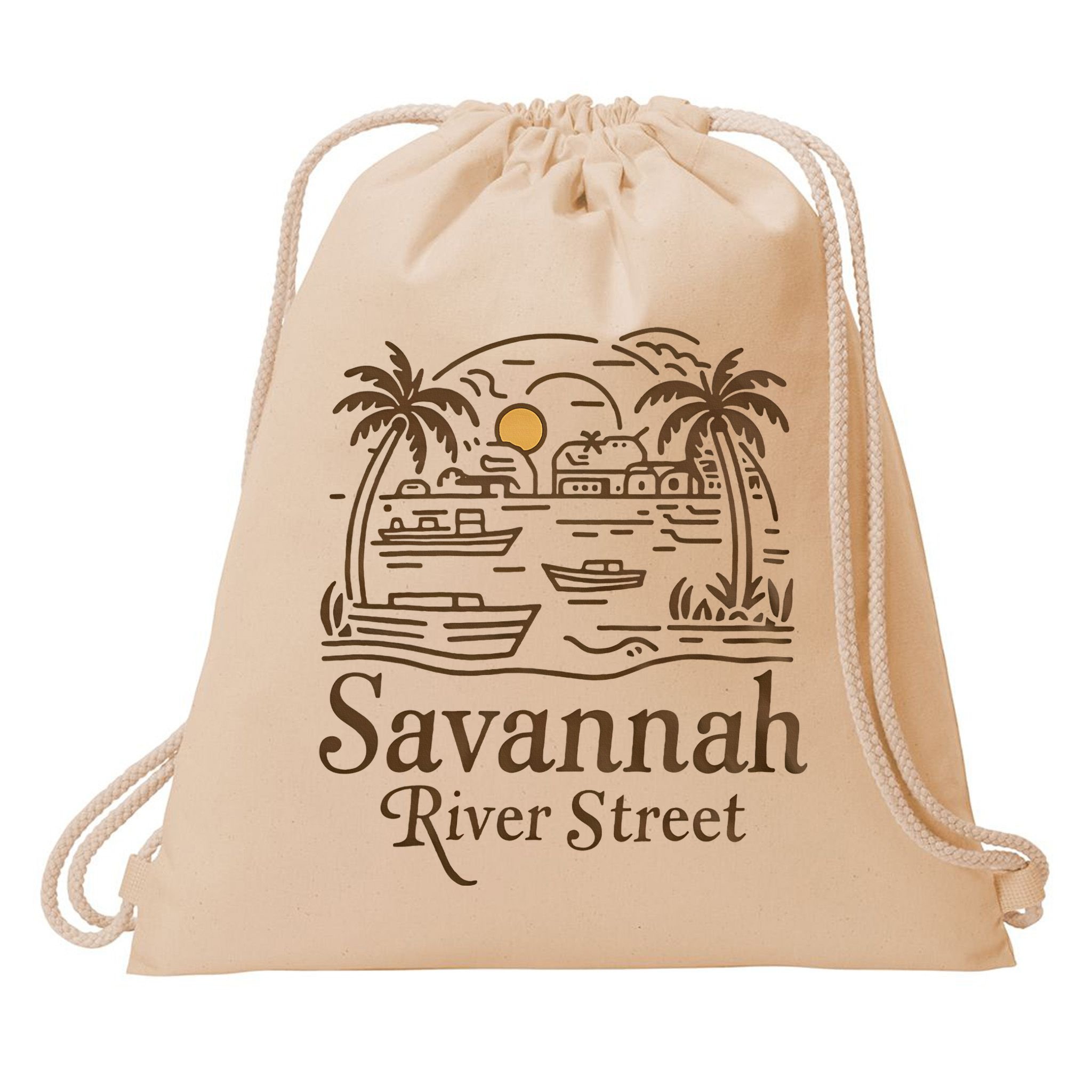 Savannah River Street Georgia Souvenir Drawstring Bag