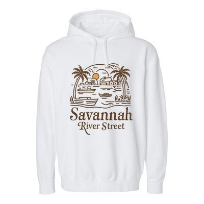 Savannah River Street Georgia Souvenir Garment-Dyed Fleece Hoodie