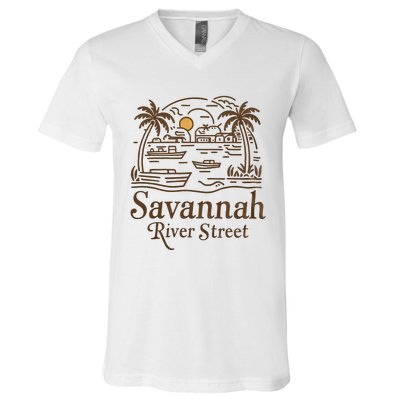 Savannah River Street Georgia Souvenir V-Neck T-Shirt