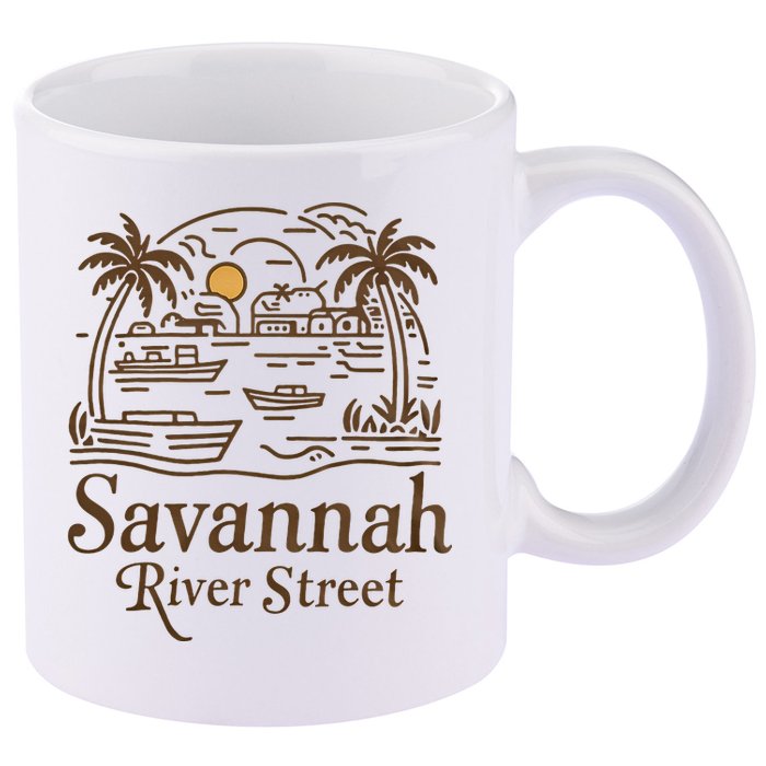 Savannah River Street Georgia Souvenir 11oz C Handle Ceramic Mug