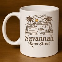 Savannah River Street Georgia Souvenir 11oz C Handle Ceramic Mug
