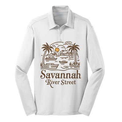 Savannah River Street Georgia Souvenir Silk Touch Performance Long Sleeve Polo