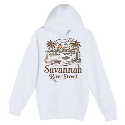 Savannah River Street Georgia Souvenir Premium Pullover Hoodie