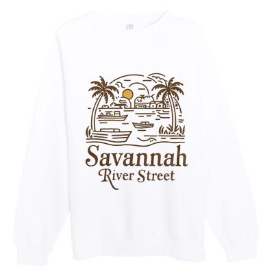 Savannah River Street Georgia Souvenir Premium Crewneck Sweatshirt