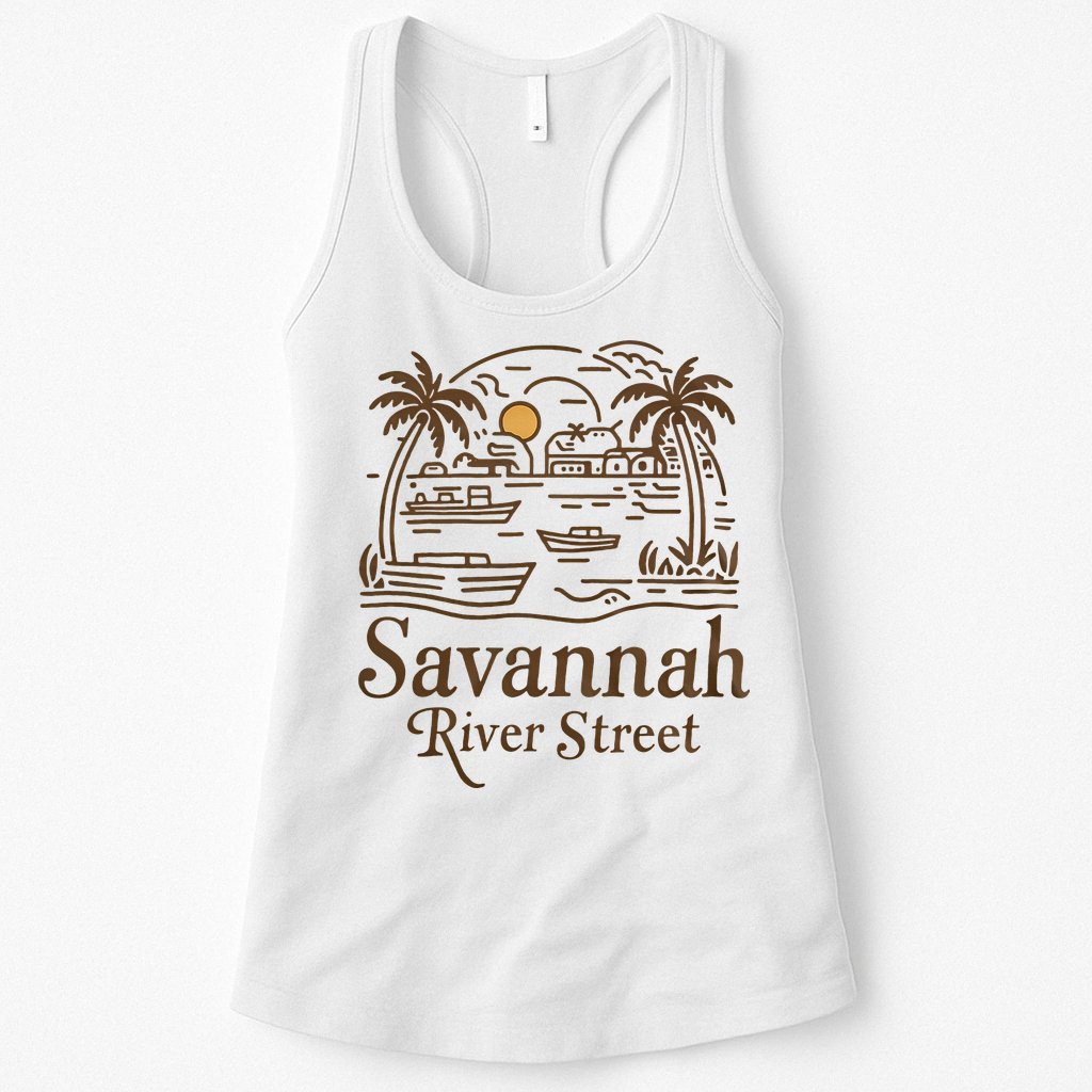 Savannah River Street Georgia Souvenir Womens Tank Top