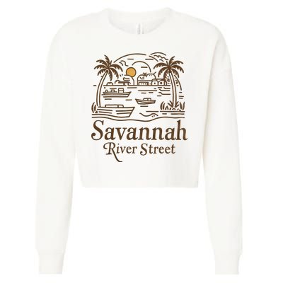 Savannah River Street Georgia Souvenir Cropped Pullover Crew