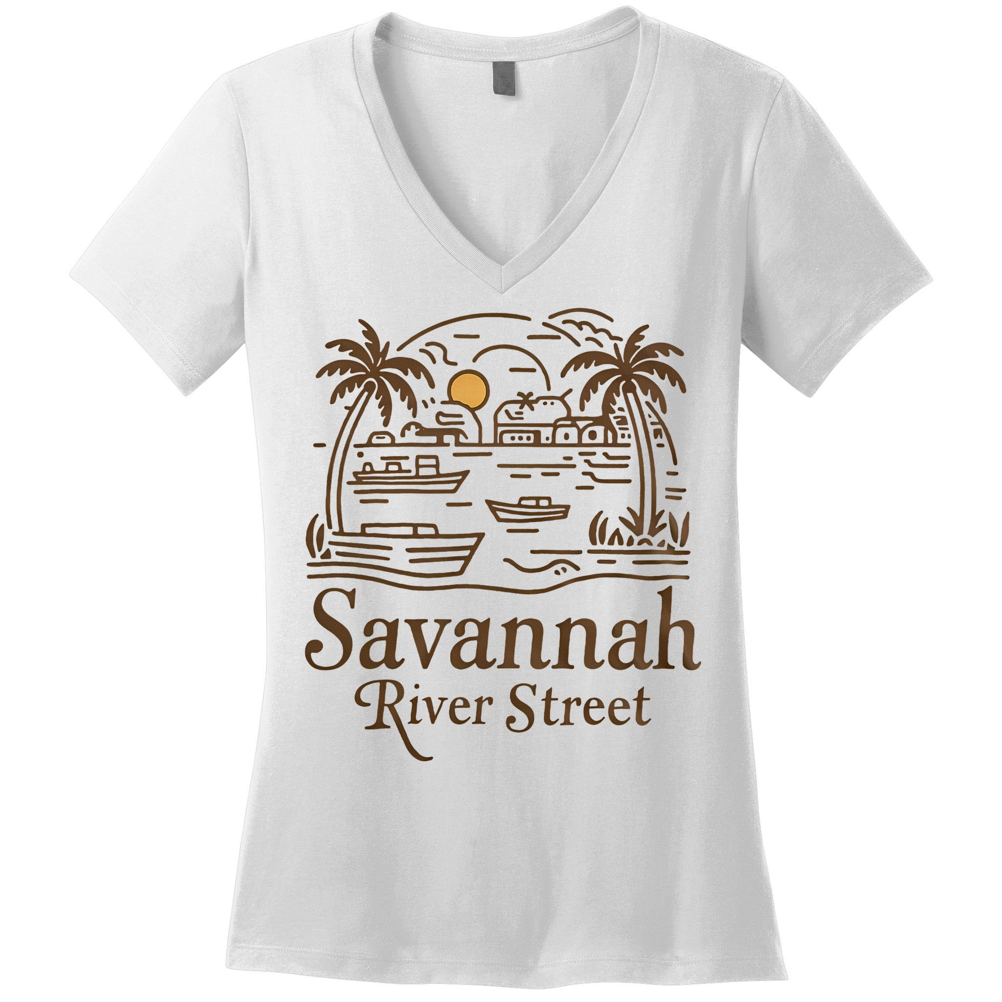 Savannah River Street Georgia Souvenir Women's V-Neck T-Shirt