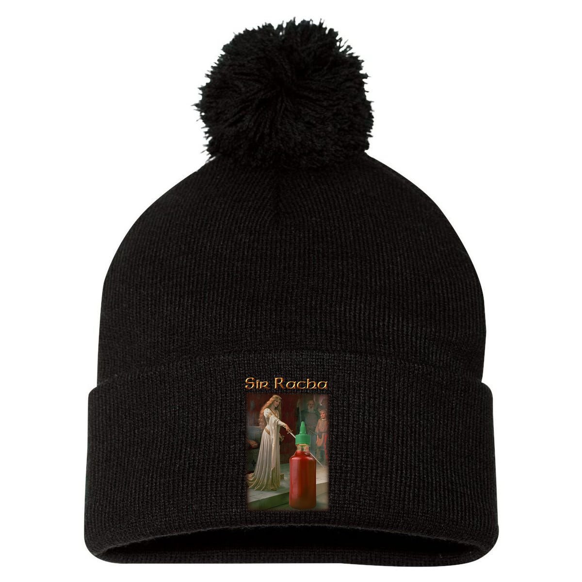 Sir Racha Sauce Pom Pom 12in Knit Beanie
