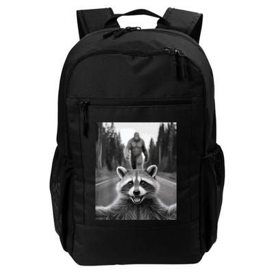 Scared Raccoon Selfie With Sasquatch Bigfoot  Funny Raccoon Daily Commute Backpack