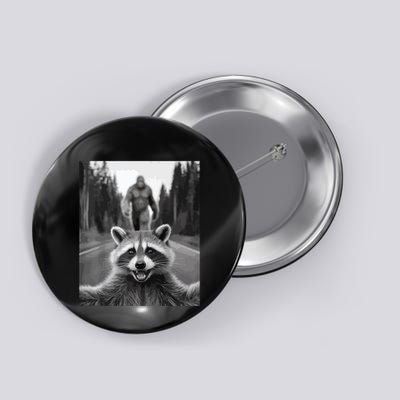 Scared Raccoon Selfie With Sasquatch Bigfoot  Funny Raccoon Button