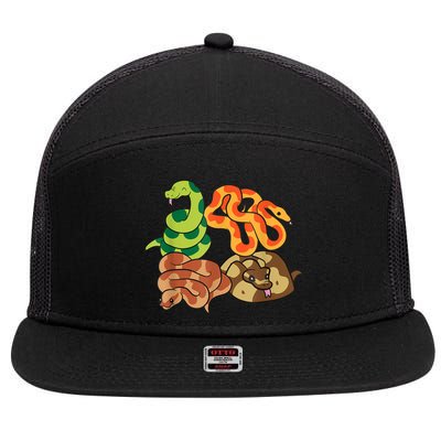 Snake Reptile Serpents Funny Snakes 7 Panel Mesh Trucker Snapback Hat