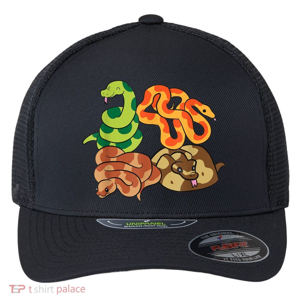 Snake Reptile Serpents Funny Snakes Flexfit Unipanel Trucker Cap