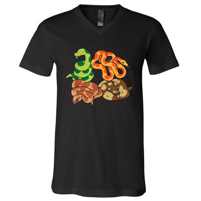 Snake Reptile Serpents Funny Snakes V-Neck T-Shirt