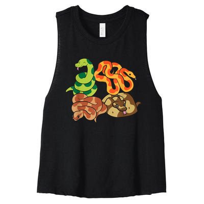 Snake Reptile Serpents Funny Snakes Women's Racerback Cropped Tank