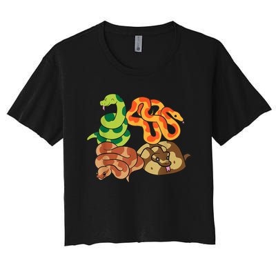 Snake Reptile Serpents Funny Snakes Women's Crop Top Tee