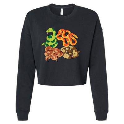 Snake Reptile Serpents Funny Snakes Cropped Pullover Crew