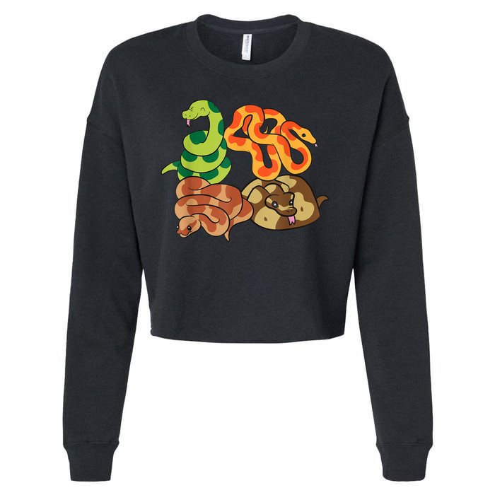 Snake Reptile Serpents Funny Snakes Cropped Pullover Crew