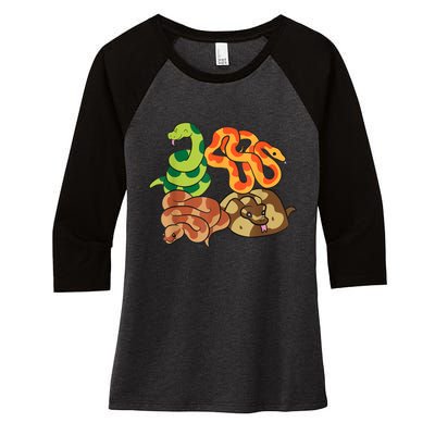 Snake Reptile Serpents Funny Snakes Women's Tri-Blend 3/4-Sleeve Raglan Shirt