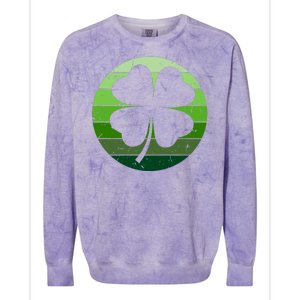 Shamrock Retro Sunset Lucky Leaf Colorblast Crewneck Sweatshirt