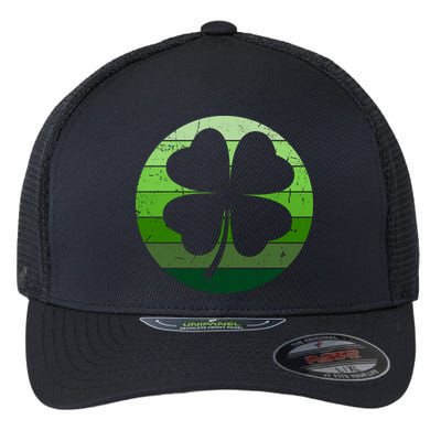 Shamrock Retro Sunset Lucky Leaf Flexfit Unipanel Trucker Cap