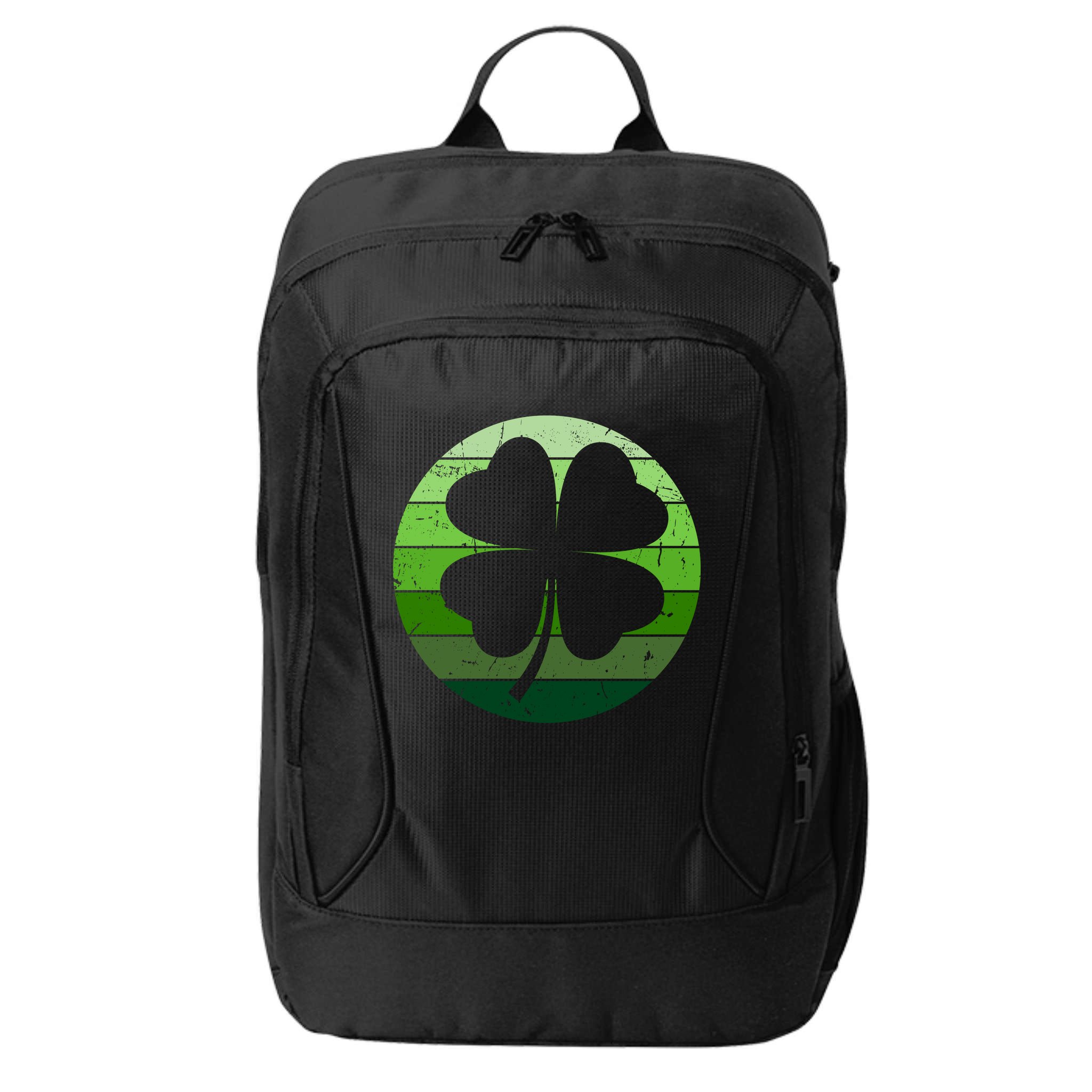 Shamrock Retro Sunset Lucky Leaf City Backpack