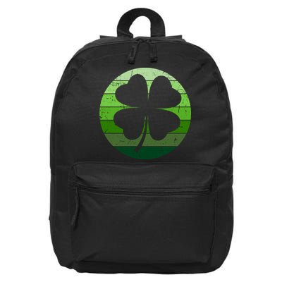 Shamrock Retro Sunset Lucky Leaf 16 in Basic Backpack