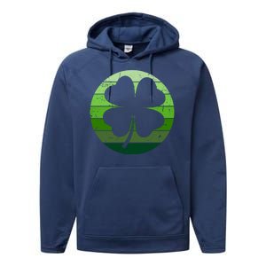 Shamrock Retro Sunset Lucky Leaf Performance Fleece Hoodie