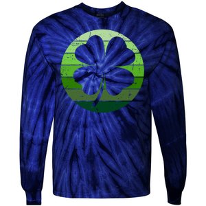 Shamrock Retro Sunset Lucky Leaf Tie-Dye Long Sleeve Shirt