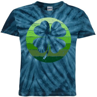 Shamrock Retro Sunset Lucky Leaf Kids Tie-Dye T-Shirt