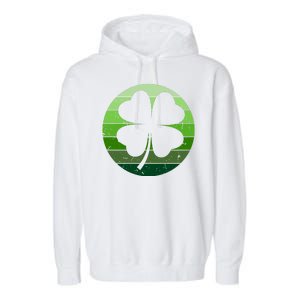 Shamrock Retro Sunset Lucky Leaf Garment-Dyed Fleece Hoodie