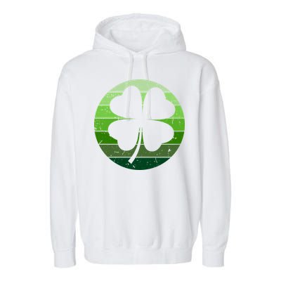 Shamrock Retro Sunset Lucky Leaf Garment-Dyed Fleece Hoodie