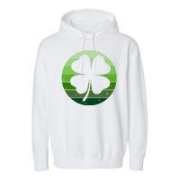 Shamrock Retro Sunset Lucky Leaf Garment-Dyed Fleece Hoodie