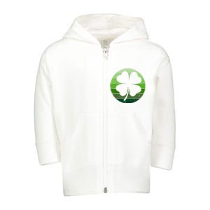 Shamrock Retro Sunset Lucky Leaf Toddler Zip Fleece Hoodie