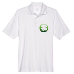 Shamrock Retro Sunset Lucky Leaf Men's Origin Performance Pique Polo