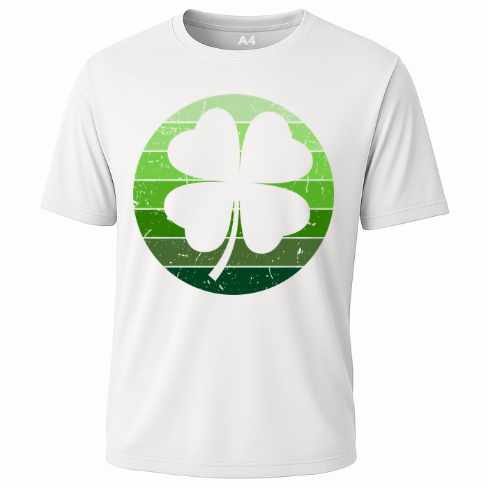 Shamrock Retro Sunset Lucky Leaf Cooling Performance Crew T-Shirt