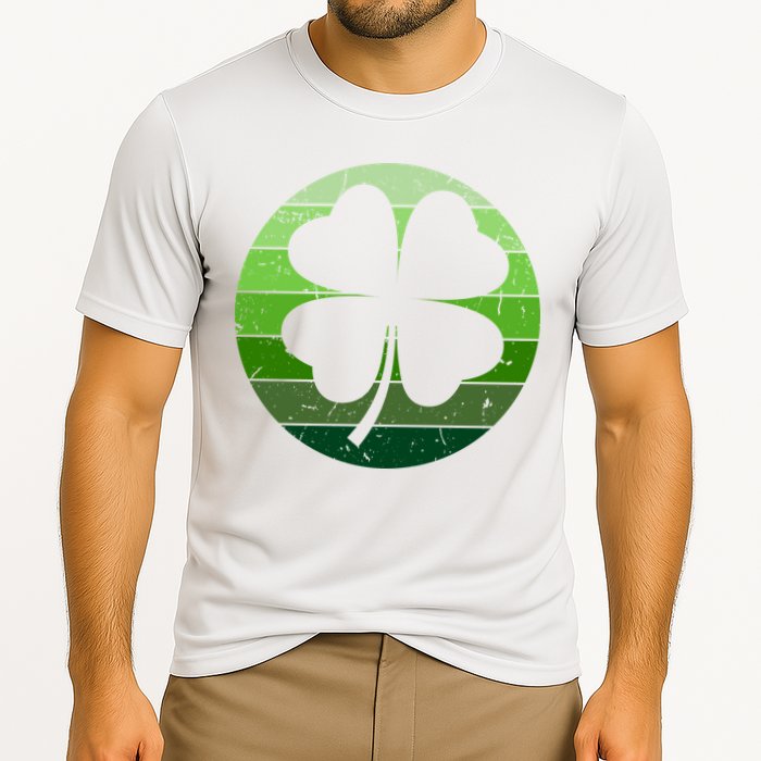 Shamrock Retro Sunset Lucky Leaf Cooling Performance Crew T-Shirt