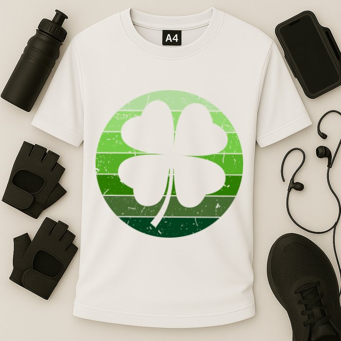 Shamrock Retro Sunset Lucky Leaf Cooling Performance Crew T-Shirt
