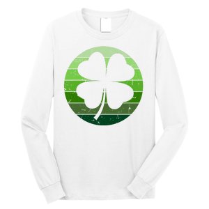 Shamrock Retro Sunset Lucky Leaf Long Sleeve Shirt