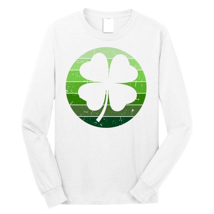 Shamrock Retro Sunset Lucky Leaf Long Sleeve Shirt