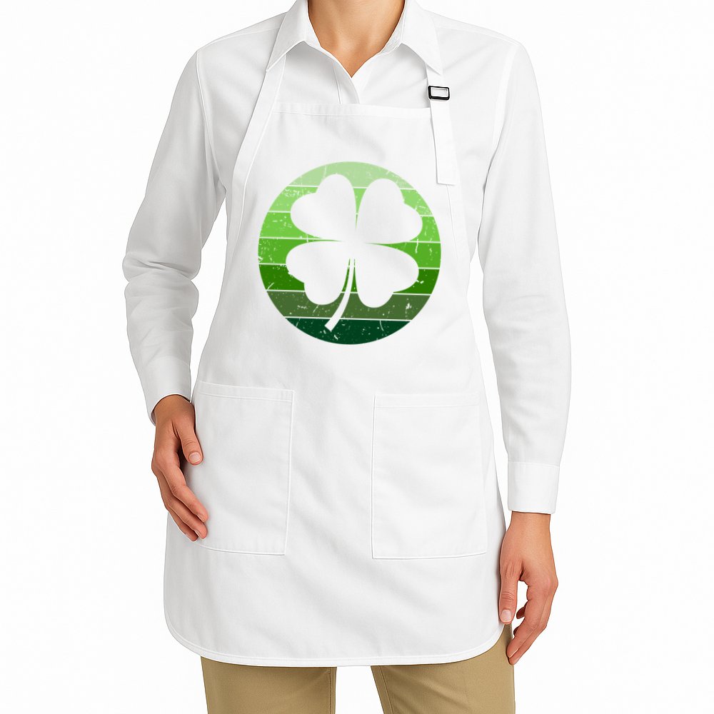 Shamrock Retro Sunset Lucky Leaf Apron