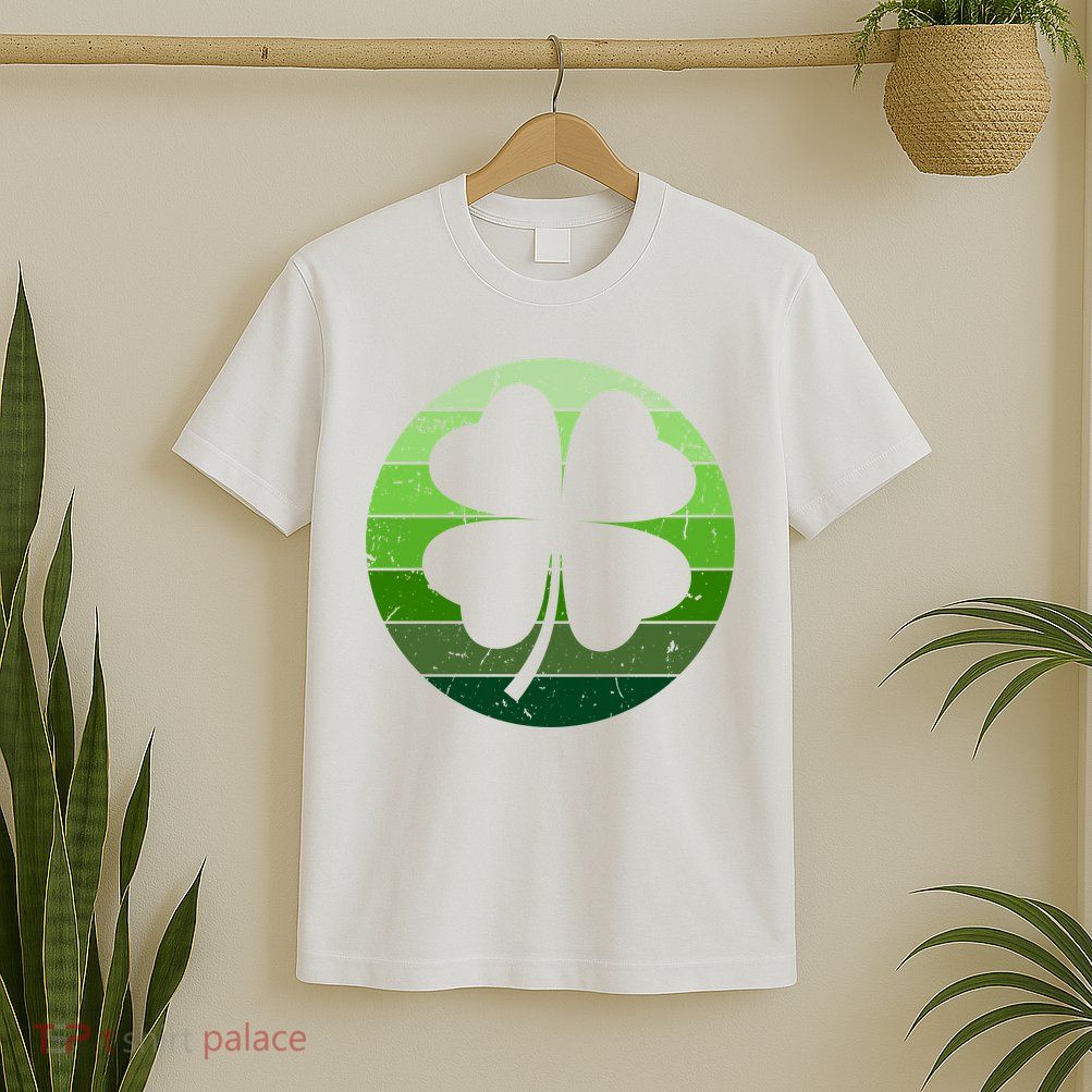 Shamrock Retro Sunset Lucky Leaf T-Shirt